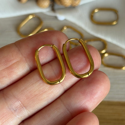 2 x Ovale Creolen | in Gold | 19 x 12 mm | Für Mikromakramee, Schmuck & DIY‘s