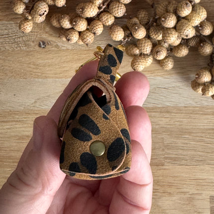 1 x Statement Keyring Handbag Leopard Brown-Black-Gold