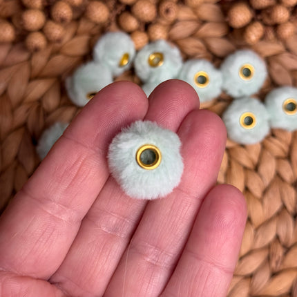 1 x Hellblau Plüschperle mit großem Loch für DIY Schlüssel- und Taschenanhänger