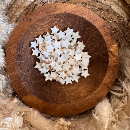 5 x Perlmutt Sterne - ein wunderschönes Highlight für deine Schmuckkreationen | 8 mm (Bohrung 0,7 mm)