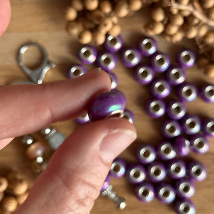 1 x Lila schimmernd Acryl Spacerperle mit großem Loch für DIY Schlüssel- und Taschenanhänger