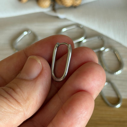 2 x Ovale Creolen | in Silber | 19 x 12 mm | Für Mikromakramee, Schmuck & DIY‘s
