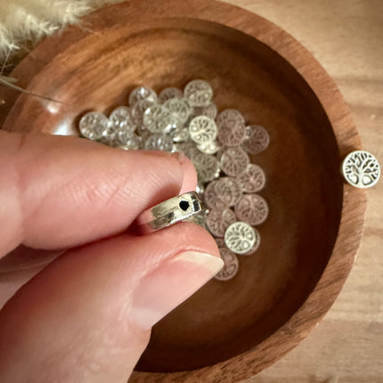 5 x Silber Lebensbaum Verbinder 9 mm (Lochgröße 1,2 mm) für Mikro Makramee DIY Schmuck