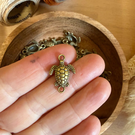 1 x Bronze Turtle Connector | For Micromacrame, Jewelry &amp; DIY Projects