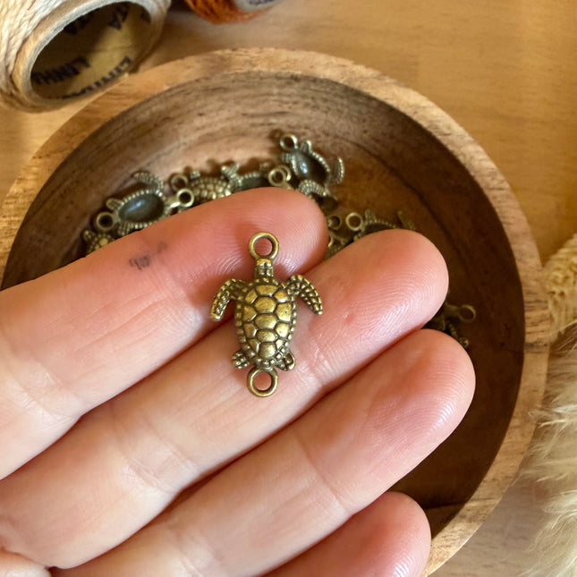 1 x Schildkrötenverbinder Bronze | Für Mikromakramee, Schmuck & DIY‘s