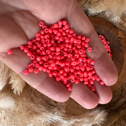 100 x Glass Beads | Coral Color | 3 mm | For Micro Macrame, Jewelry &amp; DIY Projects