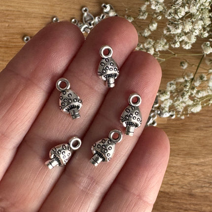 5 x Pilz Anhänger Antik Silber für DIY Schmuckherstellung - 12 x 7 mm