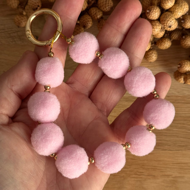 1 x  Schlüssel- und Taschenanhänger Pompom Rosa & Gold