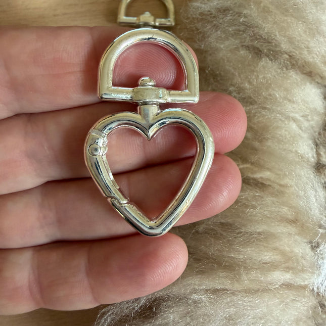1 x Herz Karabiner Silber - für DIY Schlüssel- und Taschenanhänger Makramee