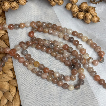 10 x Pfirsich Mondstein 6 mm | echte Edelsteinperlen - Makramee, Mikromakramee & DIY Schmuck