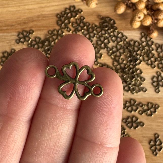 1 x Kleeblatt Bronze Verbinder – 4-Blatt, DIY Schmuck