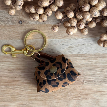 1 x Statement Keyring Handbag Leopard Brown-Black-Gold