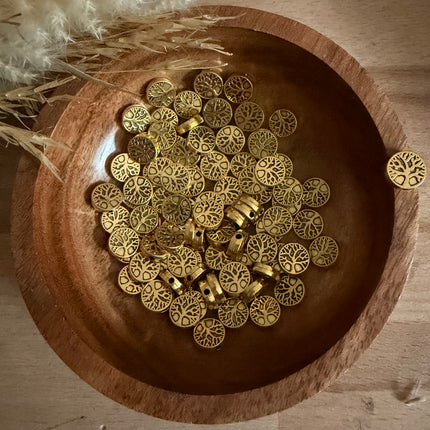 5 x Gold Lebensbaum Verbinder 9 mm (Lochgröße 1,2 mm) für Mikro Makramee DIY Schmuck