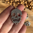 Silver skull pendant – Skull connector for DIY jewelry & macrame