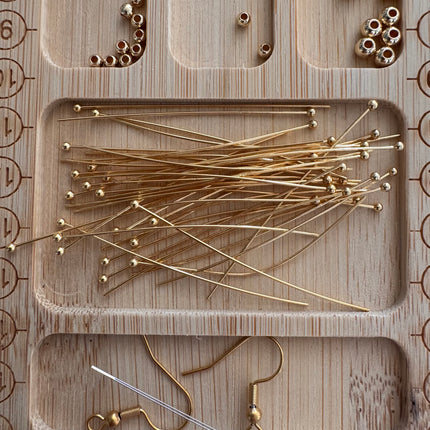 10 x Kugelkopfstiften 18 Karat Gold  Anlaufgeschützt 50mm | Für Mikromakramee, Schmuck & DIY‘s