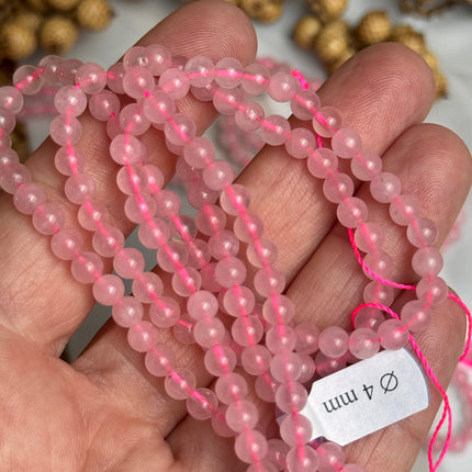 10 x Rosenquarz 4 mm | echte Edelsteinperlen - Makramee, Mikromakramee & DIY Schmuck