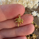 1 x Palmen Anhänger Gold (rostfreier Stahl) - sommerlicher Schmuckanhänger für Makramee DIY Schmuck