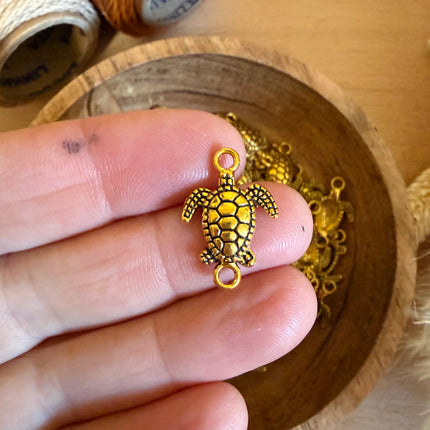 1 x Schildkrötenverbinder Gold | Für Mikromakramee, Schmuck & DIY‘s