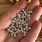 50 x 4 mm Perlen Silber - Mikro Makramee Schmuck DIY