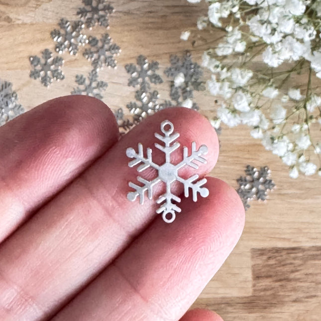 2 x Verbinder Schneeflocke Silber für DIY Schmuck - Weihnachten