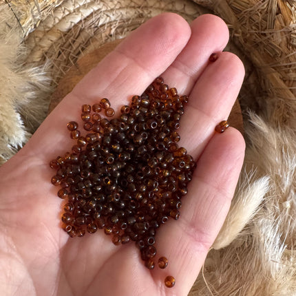 100 x Transparent Glass Beads | Brown | 3 mm | For Micromacrame, Jewelry &amp; DIYs