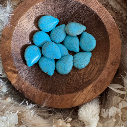 1 x Naturstein Anhänger Tropfen  in Türkis 19 x 12 mm - Schmuckherstellung DIY