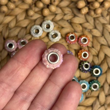 1 x Rosa Acryl Spacerperle Kristall mit großem Loch für DIY Taschen- und Schlüsselanhänger