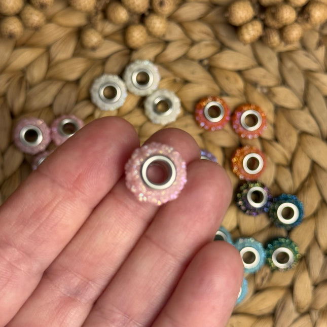 1 x Rosa Acryl Spacerperle Kristall mit großem Loch für DIY Taschen- und Schlüsselanhänger