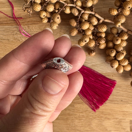1 x Tassel End Cap Silver Ornament for DIY Jewelry