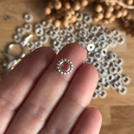 1 x Silbener Zwischenring mit großem Loch für DIY Schlüssel- und Taschenanhänger