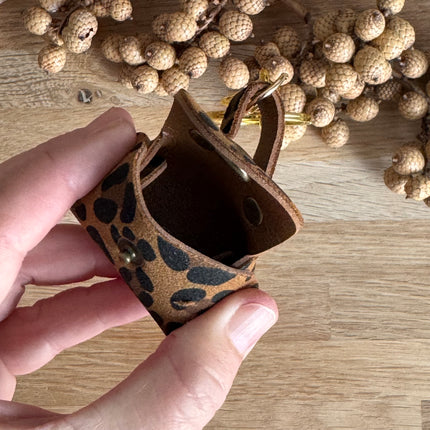 1 x Statement Keyring Handbag Leopard Brown-Black-Gold