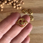 1 x Perle DQ SMILEY Zamak - 24K Gold |  ø 18 mm | Für Makramee, Schmuck & DIY‘s ä