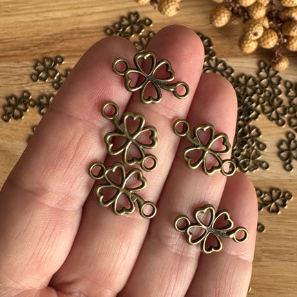 1 x Four-Leaf Clover Bronze Connector – 4-Leaf, DIY Jewelry