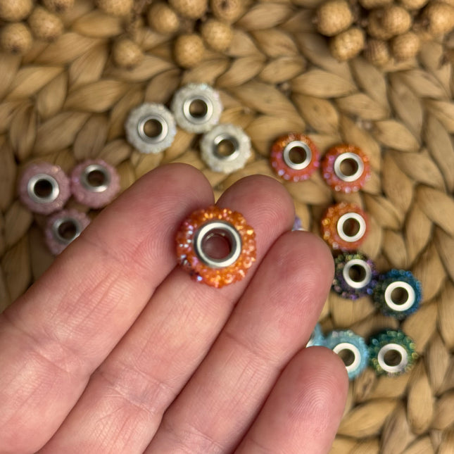 1 x Orange-Rot Acryl Spacerperle Kristall mit großem Loch für DIY Taschen- und Schlüsselanhänger