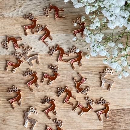 1 x Anhänger Rentier Gold Braun für DIY Schmuck - Weihnachten DIY
