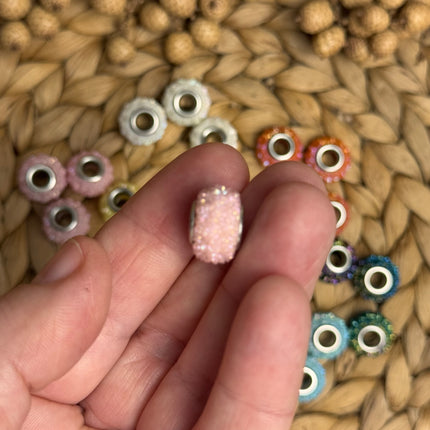 1 x Rosa Acryl Spacerperle Kristall mit großem Loch für DIY Taschen- und Schlüsselanhänger