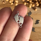 1 x Mini Footprint Connector – Stainless Steel 👣 | For Micromacrame, Jewelry, Bracelets & DIYs