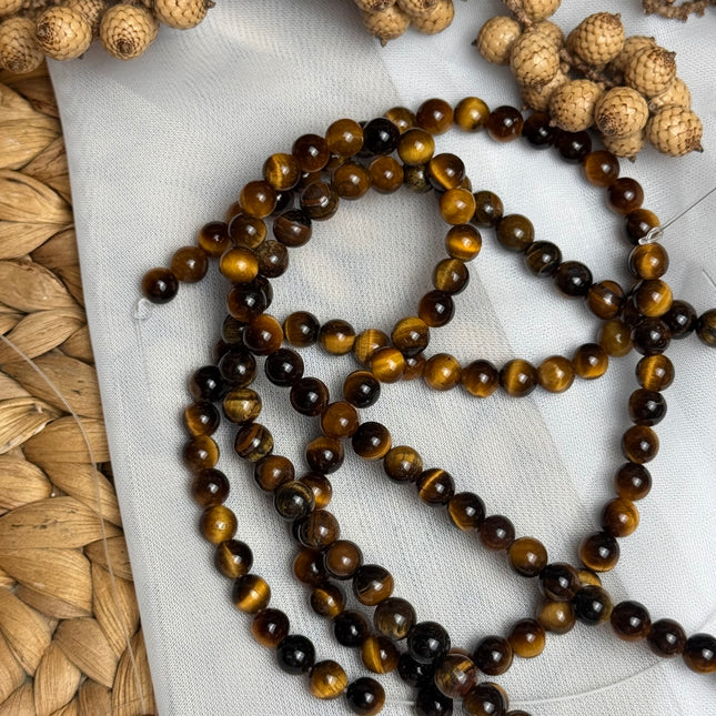 10 x Tigerauge 6 mm | echte Edelsteinperlen - Makramee, Mikromakramee & DIY Schmuck