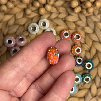 1 x Orange-Rot Acryl Spacerperle Kristall mit großem Loch für DIY Taschen- und Schlüsselanhänger