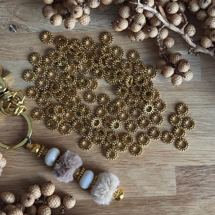 1 x Goldener Zwischenring mit großem Loch für DIY Schlüssel- und Taschenanhänger