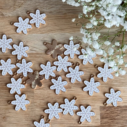 1 x Snowflake pendant, silver-white, for DIY jewelry - Christmas DIY