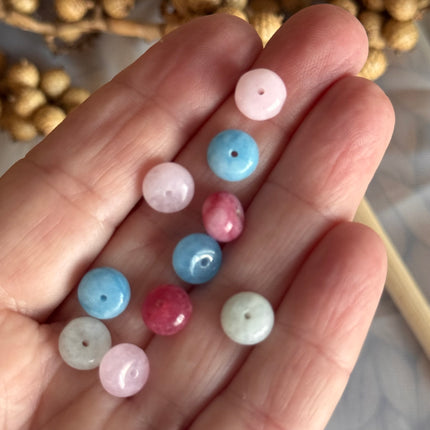 10 x Morganit Edelstein Perlen – bunt gemischt - Makramee, Mikromakramee & DIY Schmuck