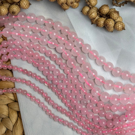 10 x Rosenquarz 6 mm | echte Edelsteinperlen - Makramee, Mikromakramee & DIY Schmuck