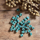 2 x türkise Keramik Rohrperlen handgefertigt | Für Mikromakramee, Schmuck & DIY‘s