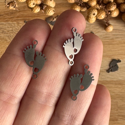 1 x Mini Footprint Connector – Stainless Steel 👣 | For Micromacrame, Jewelry, Bracelets &amp; DIYs