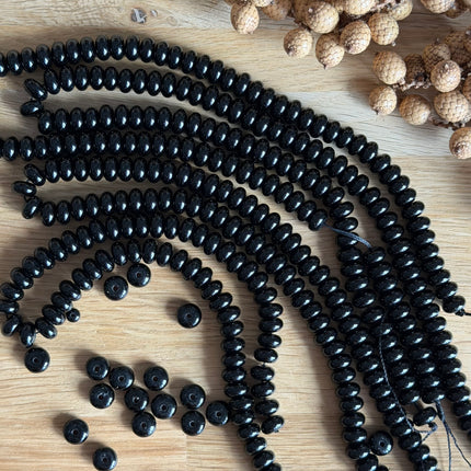 10 x Schwarze Achat Perle - Makramee, Mikromakramee & DIY Schmuck