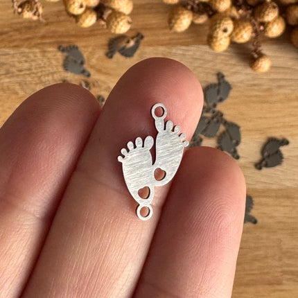1 x Mini Footprint Connector – Stainless Steel 👣 | For Micromacrame, Jewelry, Bracelets &amp; DIYs