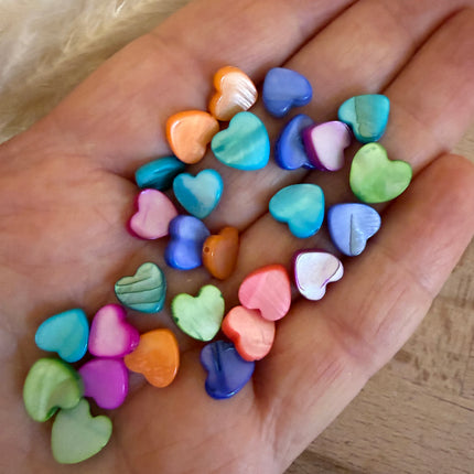 10 x Muschel Perle Herz Mulitcolor | Muschel für Makramee & Schmuck