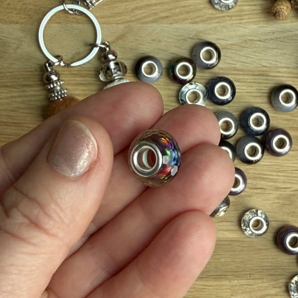 1 x Kristallklar / bunte facettierte Acryl Spacerperle mit großem Loch für DIY Schlüssel- und Taschenanhänger