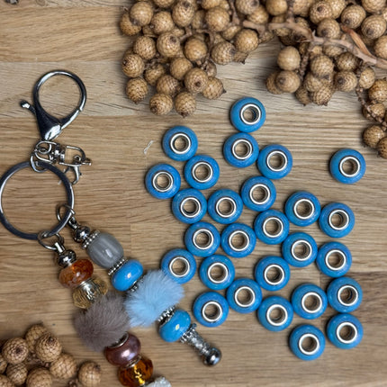 1 x Hellblau schimmernd Acryl Spacerperle mit großem Loch für DIY Schlüssel- und Taschenanhänger